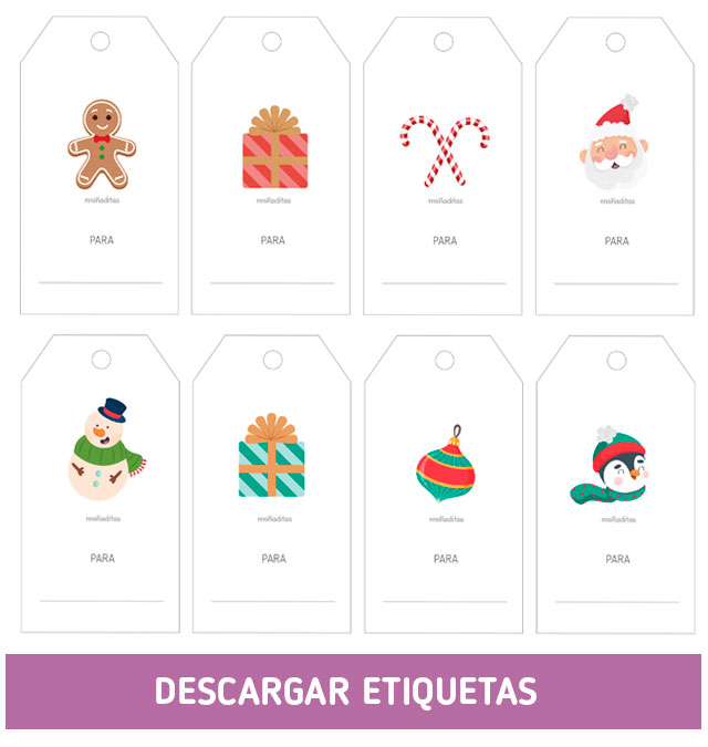 Etiquetas navideñas para personalizar tus regalos