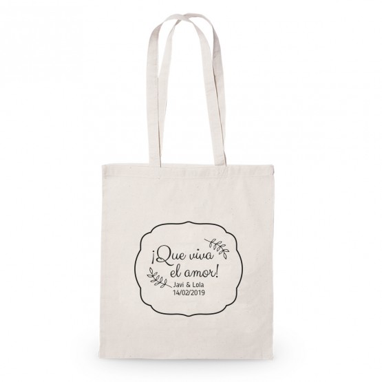 Bolsa de tela con diseño personalizado para regalar en tu boda