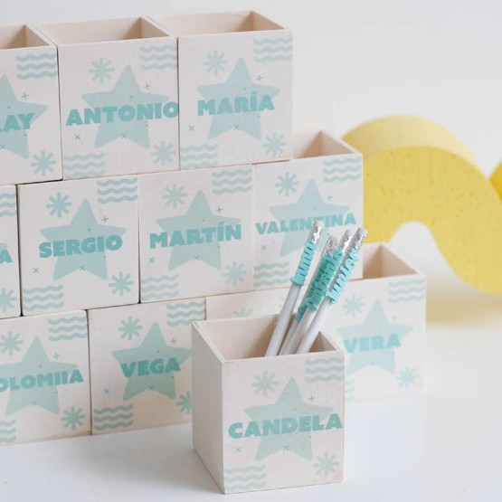 Bote l&aacute;pices personalizado estrella