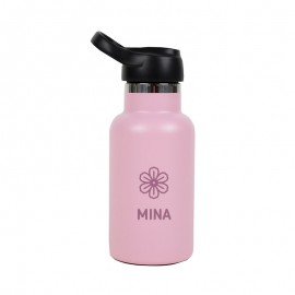 Botella de agua dots rosa
