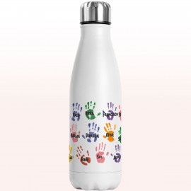 Botella dibujos manos alumnos