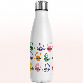 Botella dibujos manos alumnos