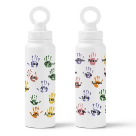 Botella dibujos manos alumnos