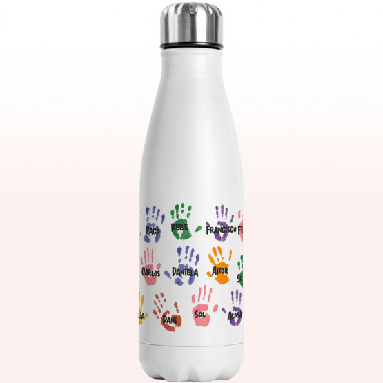 Botella dibujos manos alumnos