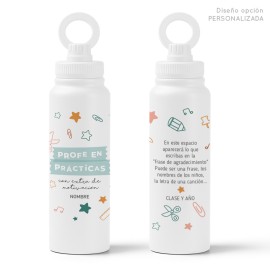 botella regalo profe en pr&aacute;cticas personalizada