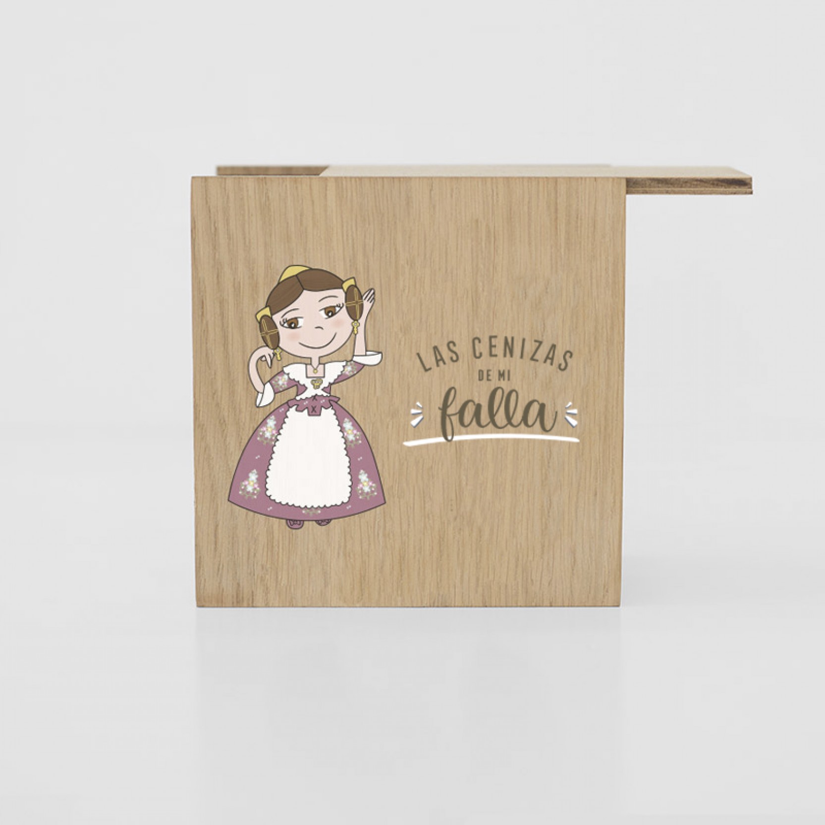 Caja De Madera Grabada Para Guardar Cenizas De Fallas - Personalizable Con Nombre, Medidas 8x7.5x0.5 Cm