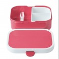 fiambrera rosa con compartimentos