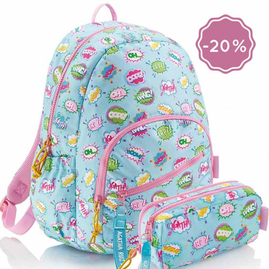 pack mochila y estuche escolar comic