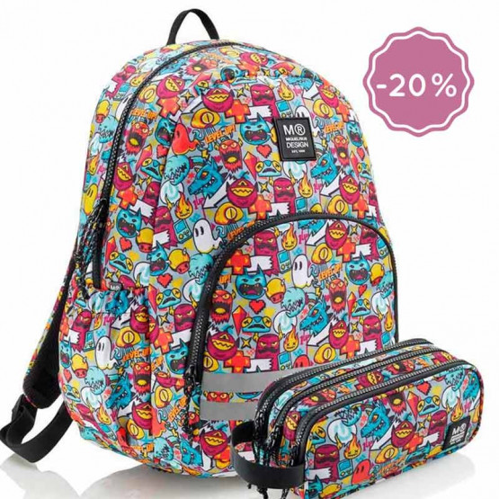 pack mochila y estuche  monster