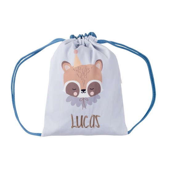 Mochila saco personalizada mapache