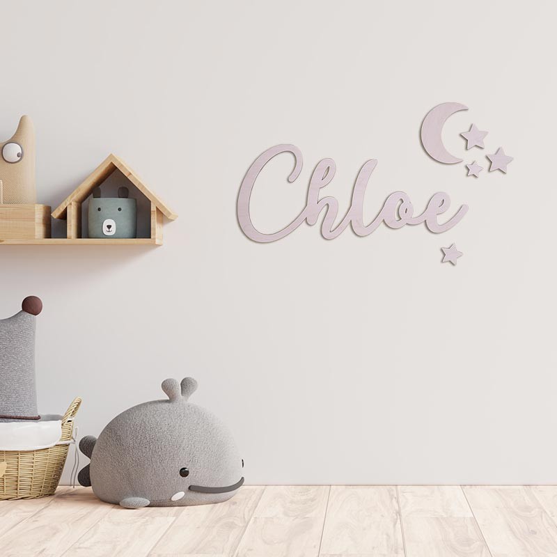 Nombre decorativo en madera para habitacion de bebe