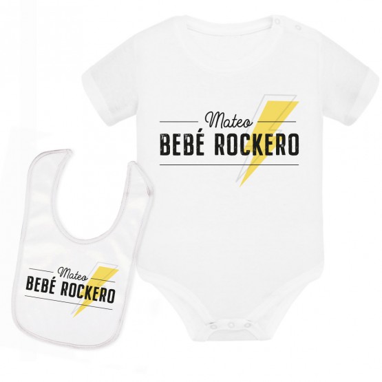 body + babero bebe personalizado rockero