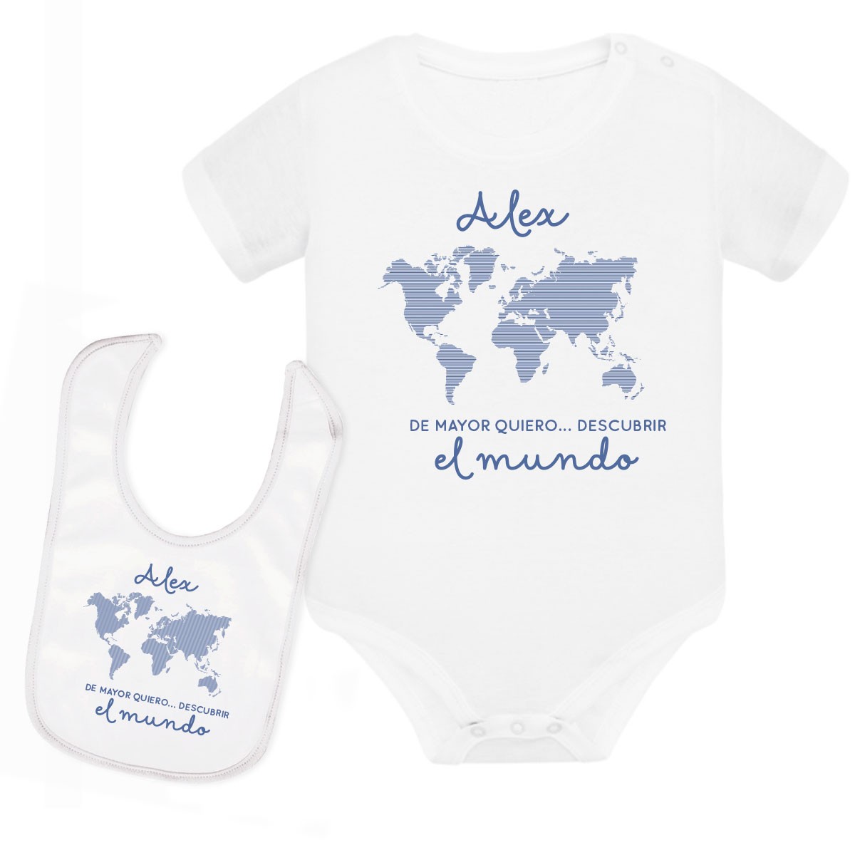 🌍 Body + babero bebé aventurero 🌍 PERSONALIZADO