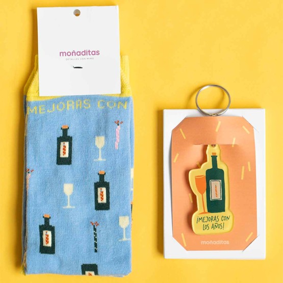 calcetines + llavero cumpleaños
