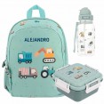 pack mochila infantil trucks