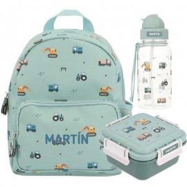 pack mochila infantil trucks