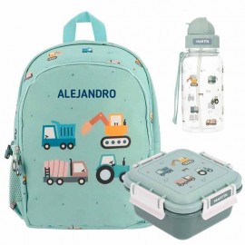 pack mochila infantil trucks