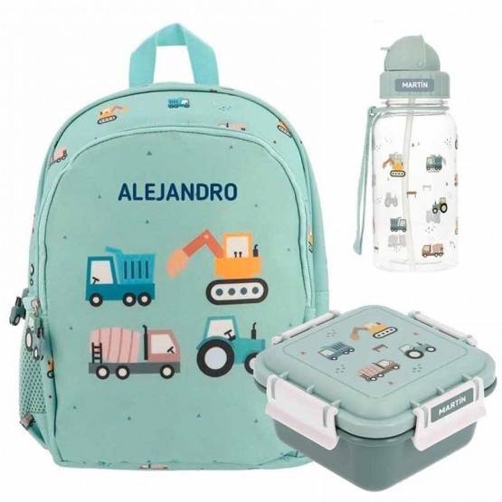 pack mochila infantil trucks