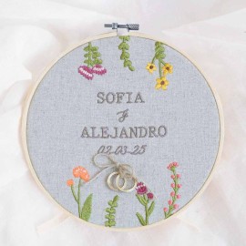 porta alianzas bordado flores