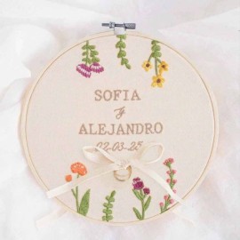 porta alianzas bordado flores