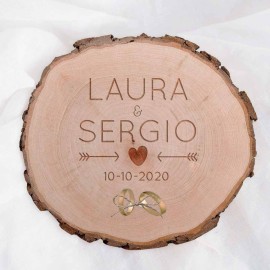 porta alianzas tronco madera