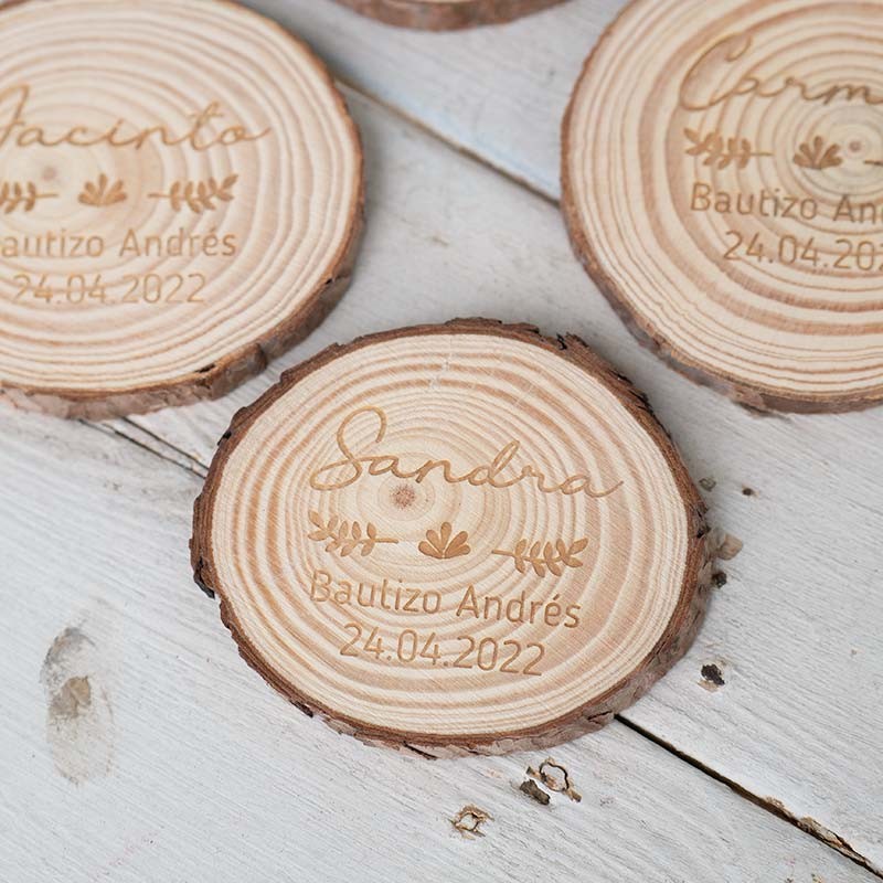 Marcasitios Rodaja de Madera ❤️ PERSONALIZADOS