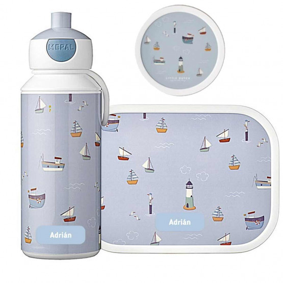 fiambrera y botella personalizada barcos