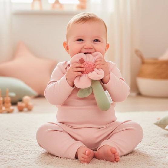 sonajero flor blandito para bebe