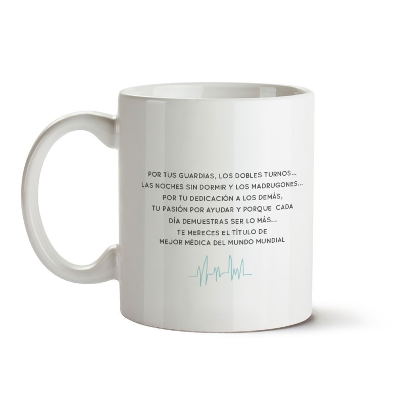 Preciosa taza con cariñoso texto especial para medicas puedes incluir su  nombre