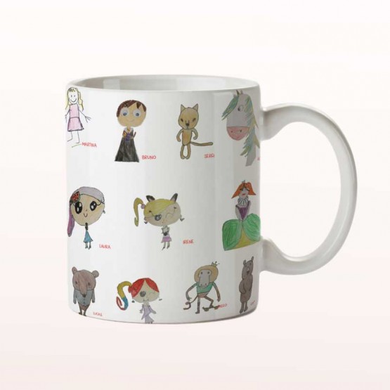 taza con dibujos de los alumnos para profes