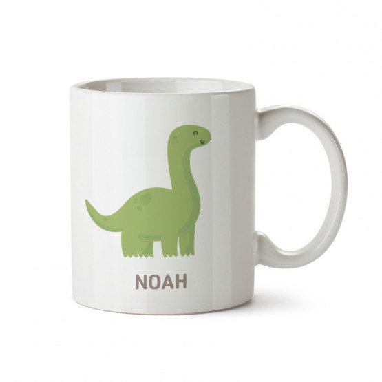 taza de plastico con dinosaurio y el nombre