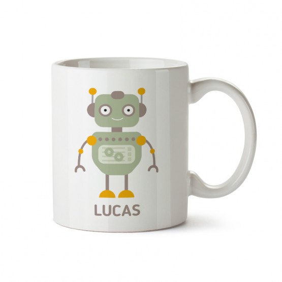 taza plástico robot para niños