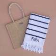 Toalla rayas personalizada + bolso
