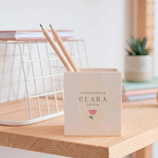 bote de lapices comunion florecita