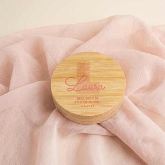 joyero comunion inicial rosa