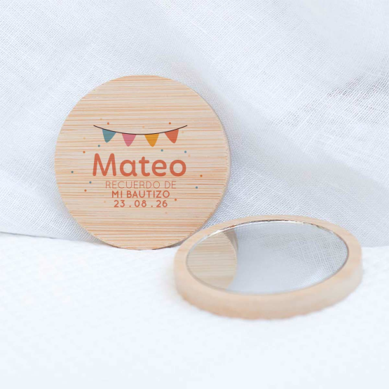 espejo bautizo banderines