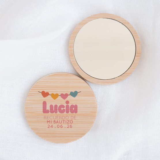 espejo bautizo guirnalda de corazones