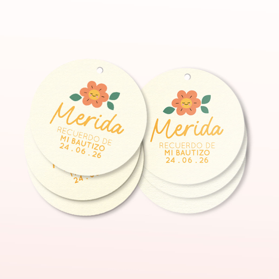 etiquetas bautizo flor
