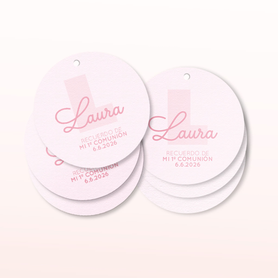 etiquetas comunion inicial rosa