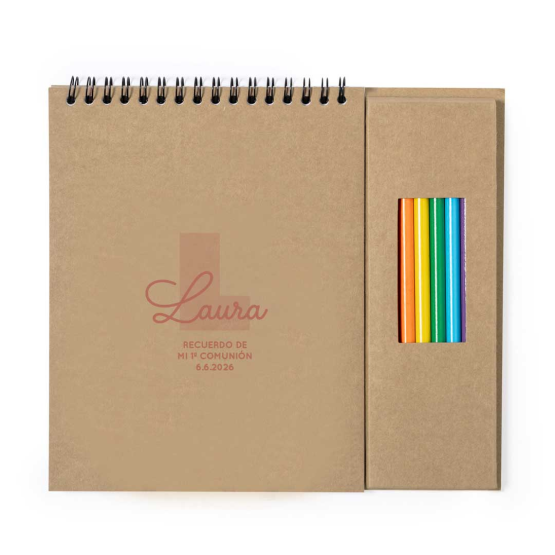 libreta colorear inicial rosa