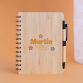 libreta madera estrellitas
