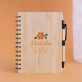 libreta madera florecita