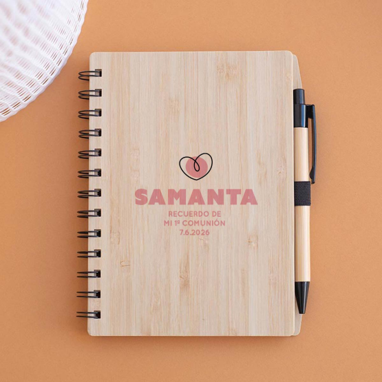 libreta madera corazon