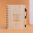 libreta madera margaritas
