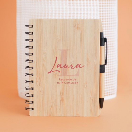 Libreta personalizada inicial rosa