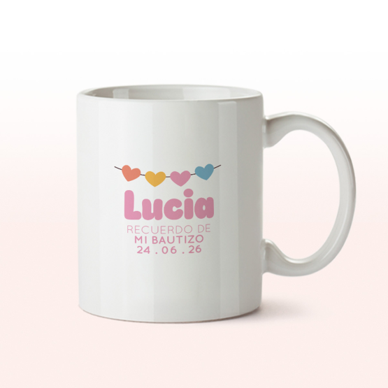 taza personalizada corazones