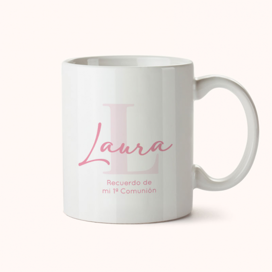 Taza personalizada inicial rosa