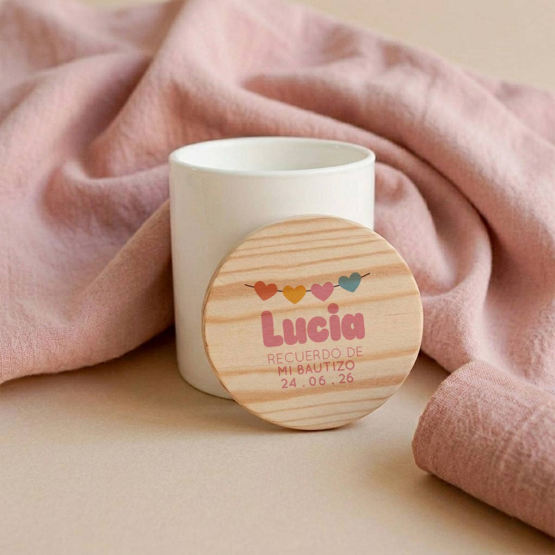 vela bautizo guirnalda corazon