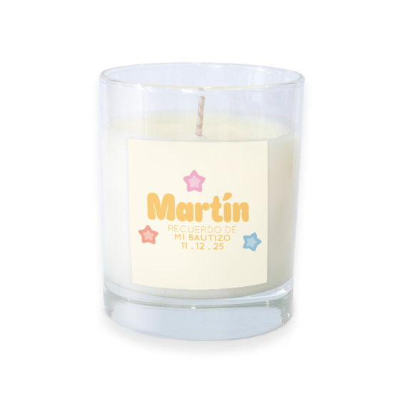 vela para bautizo estrellitas